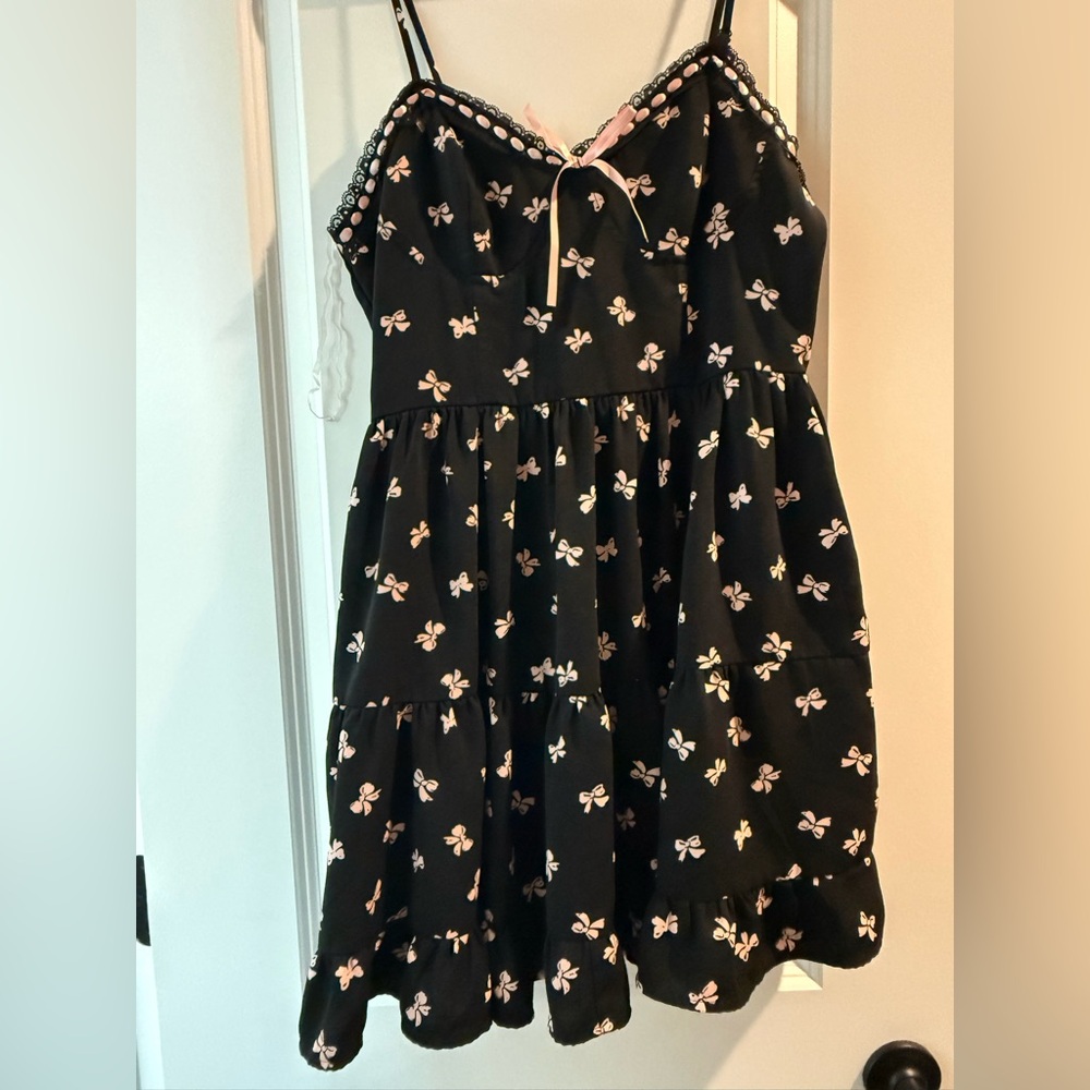 Inspired Hearts Black Dress with Pink Bows